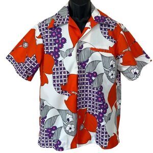 Vintage 60’s Hawaii Nei Honolulu Retro Floral Print Hawaiian Button Up Shirt